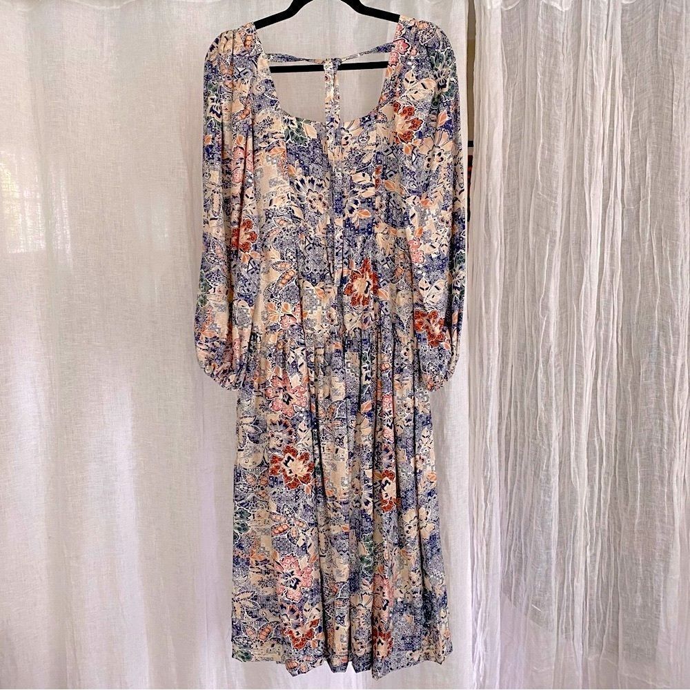 Anthropologie Floral Long Sleeve Dress - Multicolor